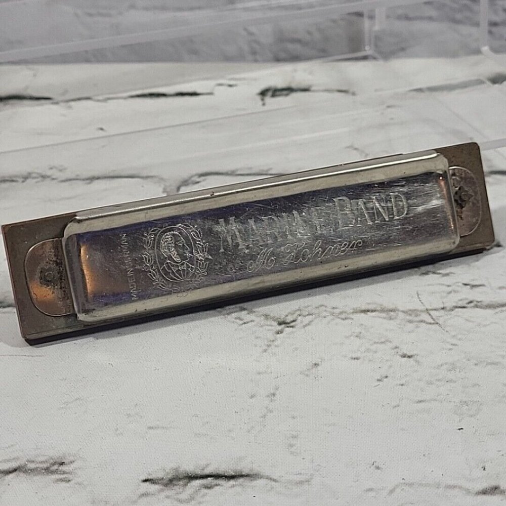 Vintage M Hohner Marine Band Harmonica Etched Stamped 1893 Made In Germany‎